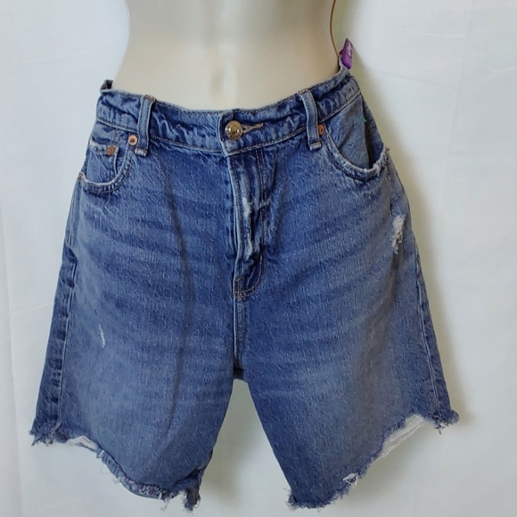 American Eagle Light Blue Distressed Denim Shorts - Picture 5 of 6